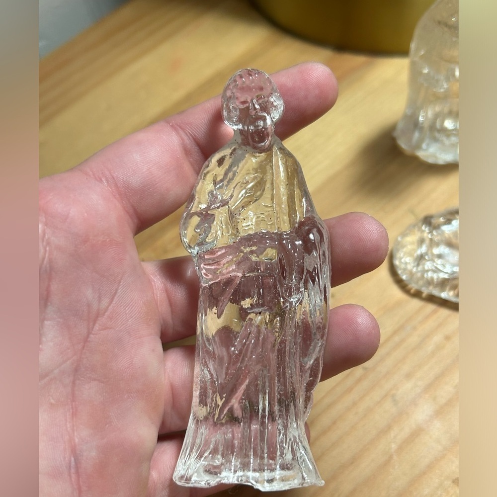 Vintage Glass Nativity Christmas Decor Set w Box Incomplete vintage nativity set - Picture 6 of 11